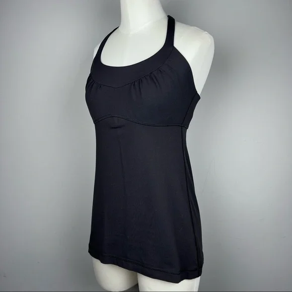 EUC - Lululemon Black Tank w/ Built-in Bra & Back Detail, Size 8 - Picture 11 of 13